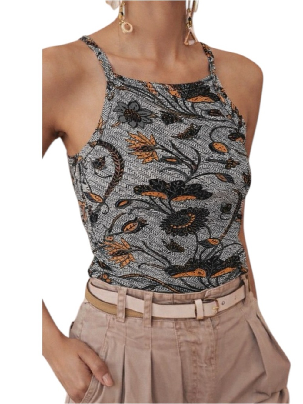 ULLA JOHNSON Sidney Camisole Portofino Floral Cotton Tank Top Sz Small
